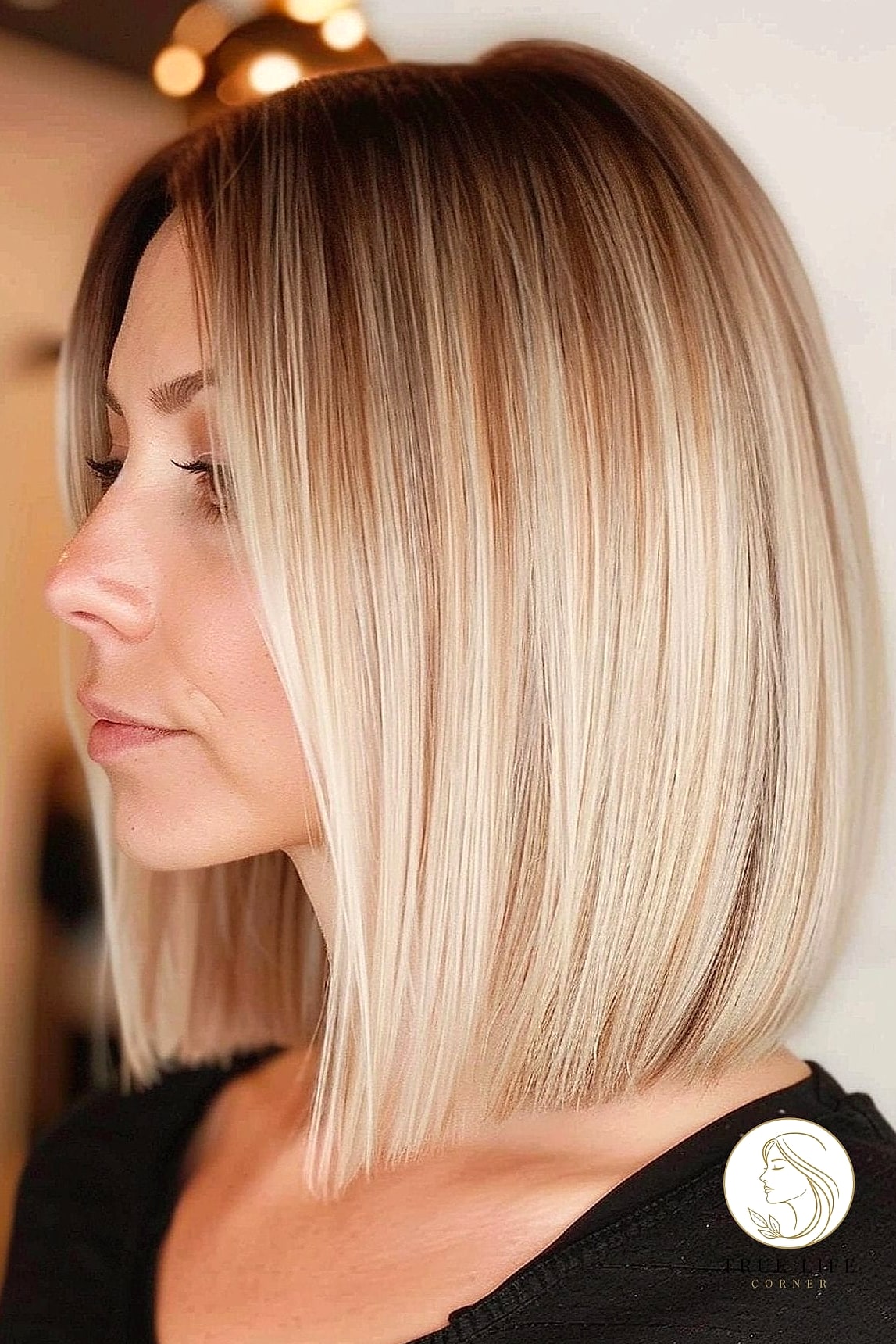 19 Cute Easy Hairstyles For Medium Hair for When You Need a Fresh Change 8 Blunt Lob With Glossy Finish