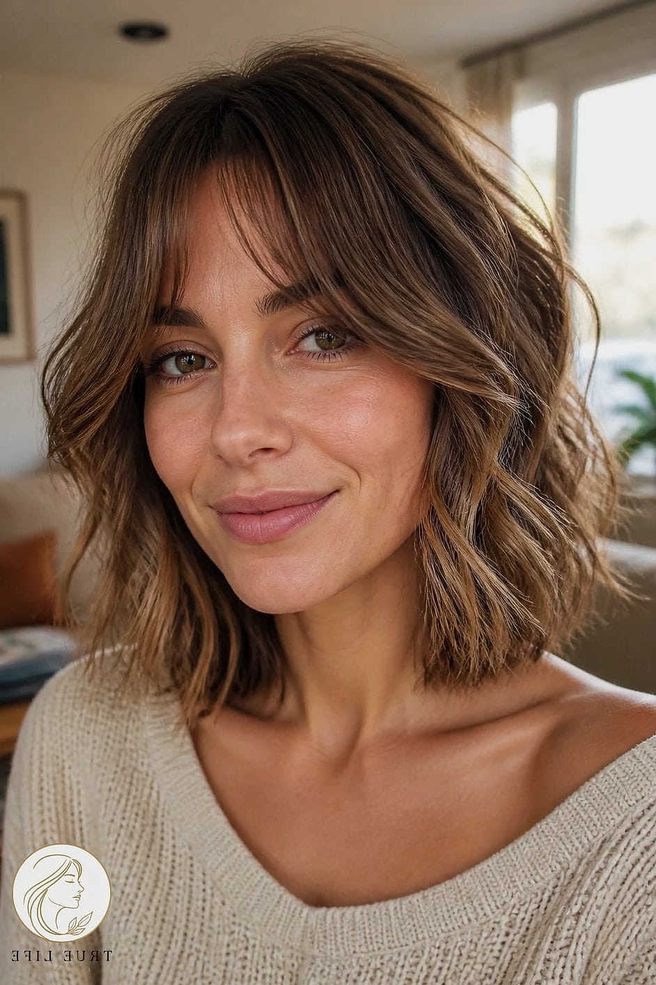 13 Cute Medium Length Hairstyles Everyone Is Pinning Right Now 12 Bob With Curtain Bangs And Waves