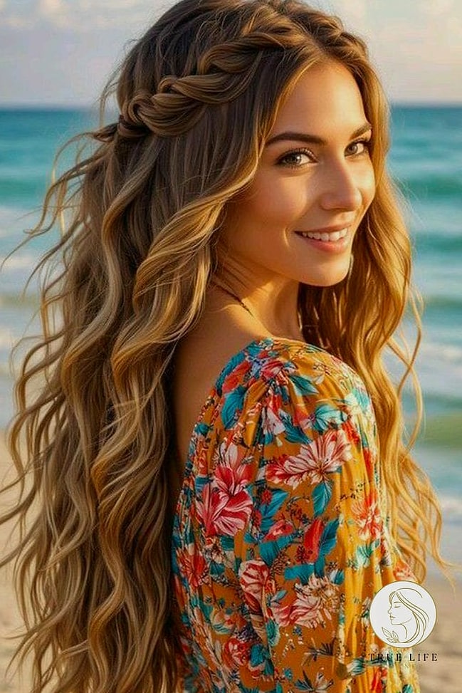 12 Beach Hairstyles For Long Hair Everyone Is Pinning Right Now 13 Boho Braided Ponytail