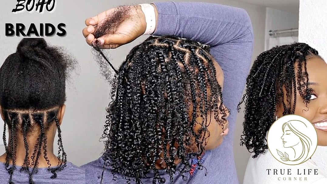 21 4C Natural Hairstyles Short 4C Hair You'll Want to Re-Create Immediately 17 Boho Braids with Colorful Star Clips