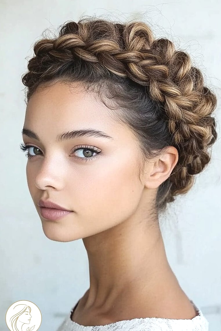 17 Haïr Style For Short Hair That Are Trending on Pinterest This Week 9 Braided Crown