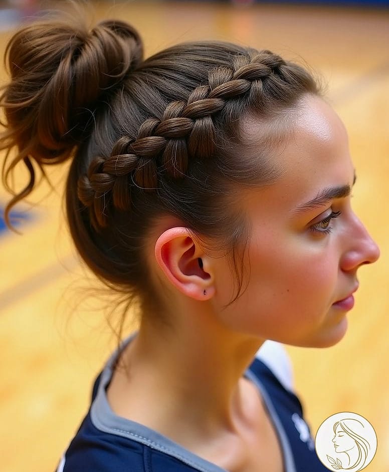 13 Volleyball Hairstyles For Short Hair That Are Actually Easy to DIY 4 The Braided Crown