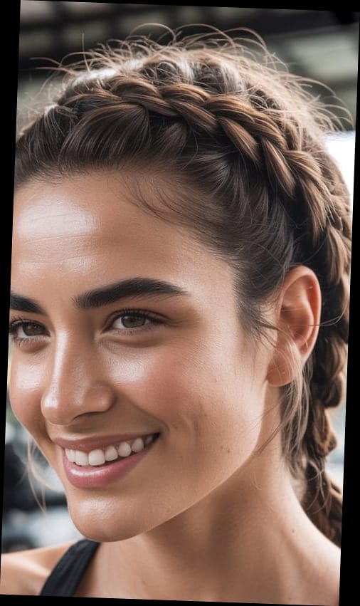 20 Gym Hairstyles For Short Hair You'll Want to Re-Create Immediately 4 The Braided Crown
