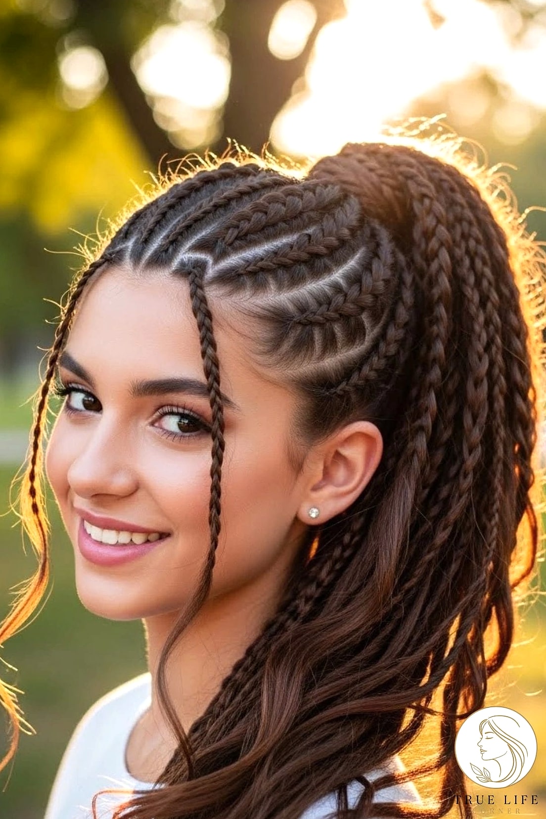 30 Quick Easy Hairstyles For Medium Hair Inspo That's Giving Us Everything 22 Braided Ponytail Wrap