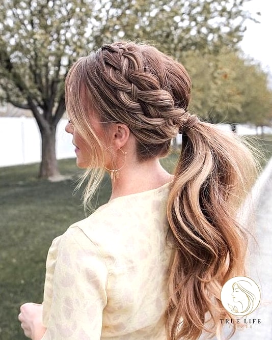 20 Summer Hairstyles For Long Hair That Are Trending on Pinterest This Week 15 Braided Ponytail With Wrapped Base