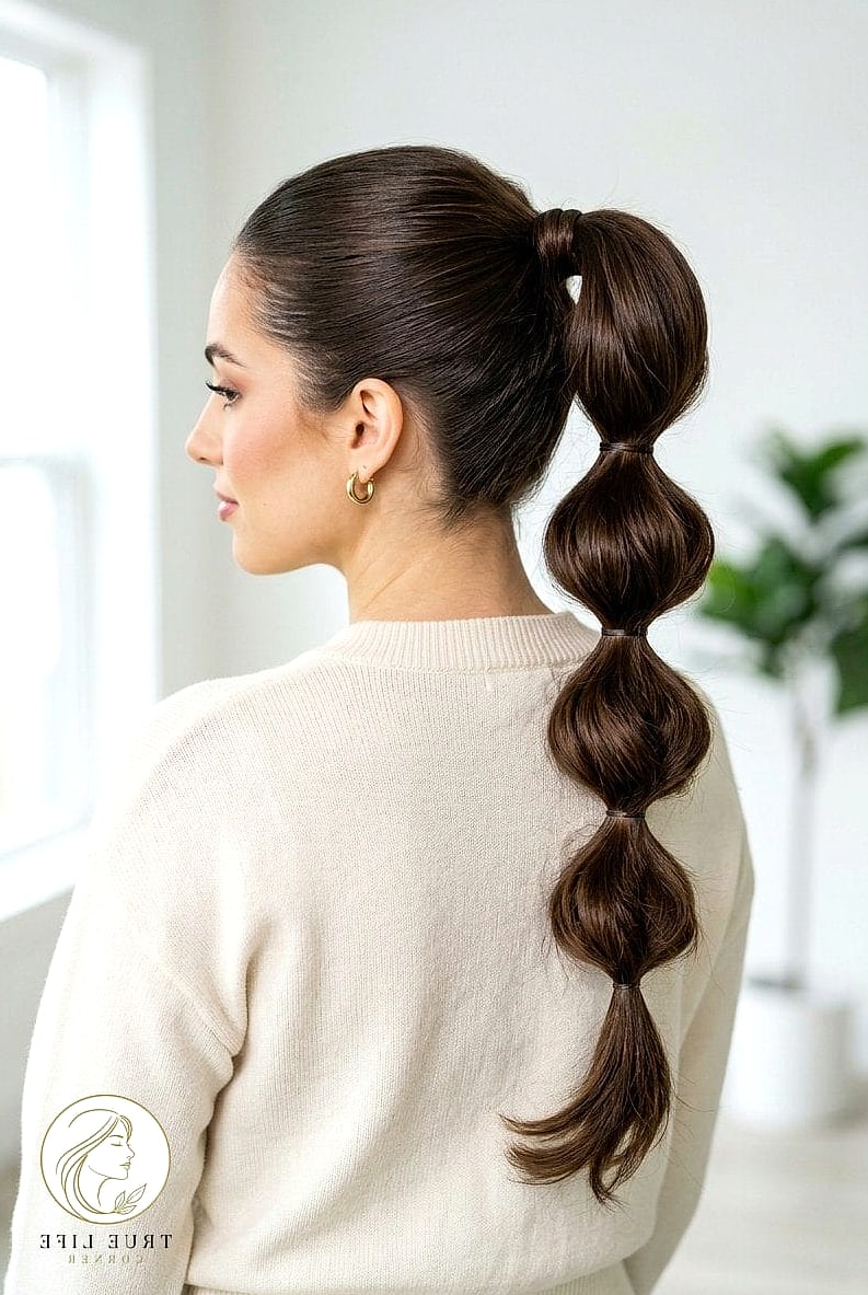 30 Quick Easy Hairstyles For Medium Hair Inspo That's Giving Us Everything 20 Bubble Ponytail
