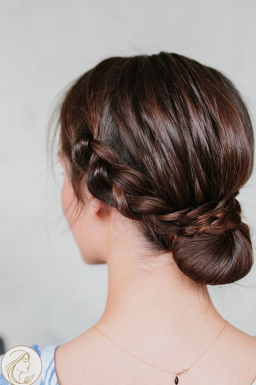 18 Braided Hairstyles For Short Hair to Show Your Stylist ASAP 1 The Classic Low Bun