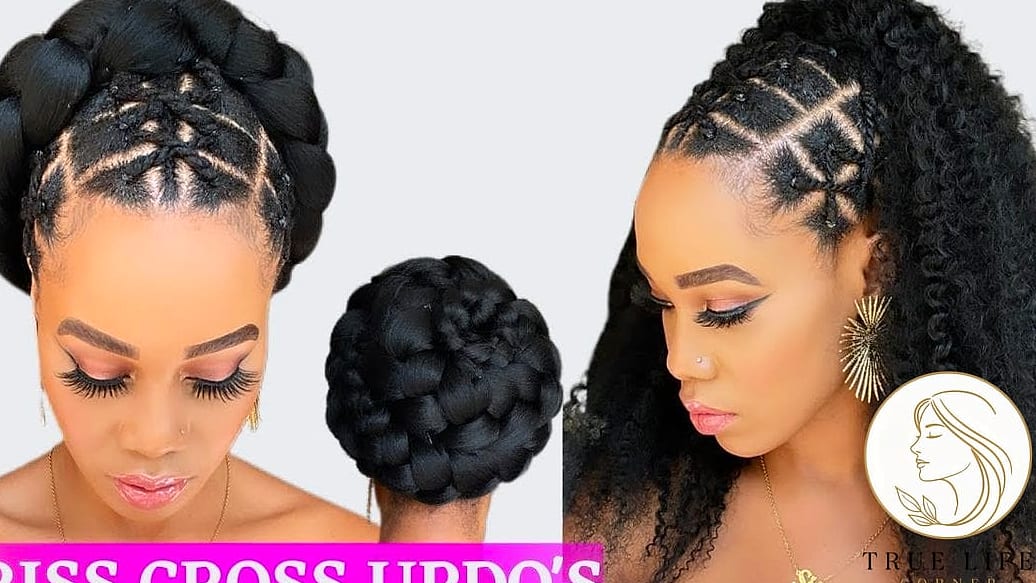 21 4C Natural Hairstyles Short 4C Hair You'll Want to Re-Create Immediately 21 Criss-Cross Goddess Braids