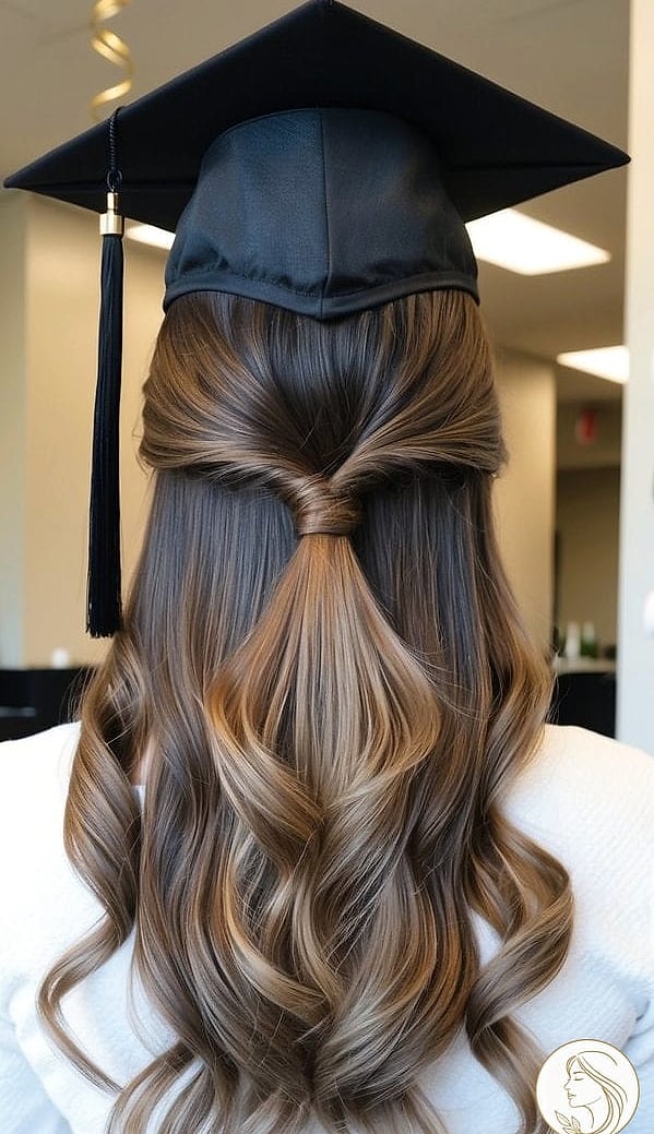 22 Graduation Hairstyles For Short Hair Looks That Will Seriously Inspire You 2 Curled Half Ponytail