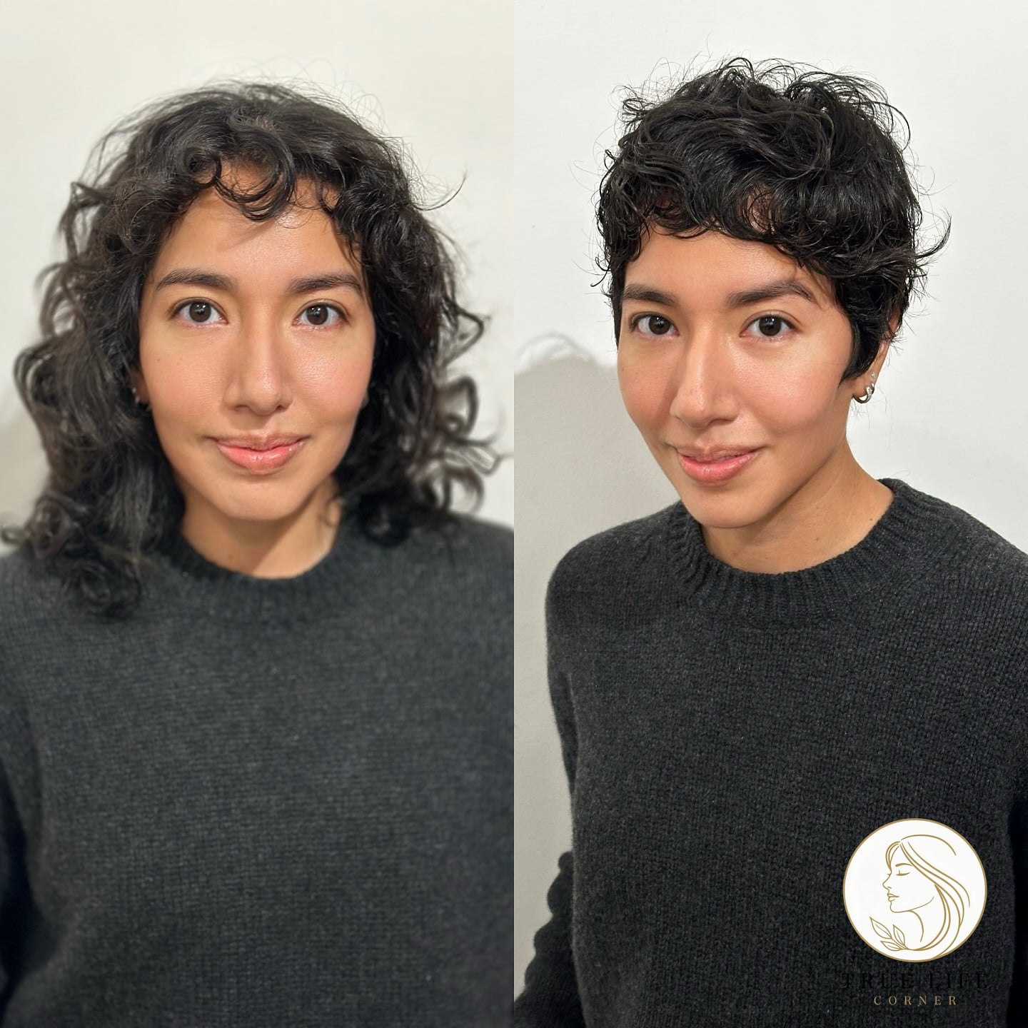 Curly Bixie with Soft Curtain Fringe
