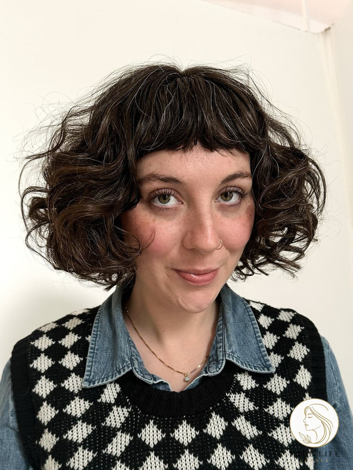 Curly Bob with a Micro Fringe for the Bold