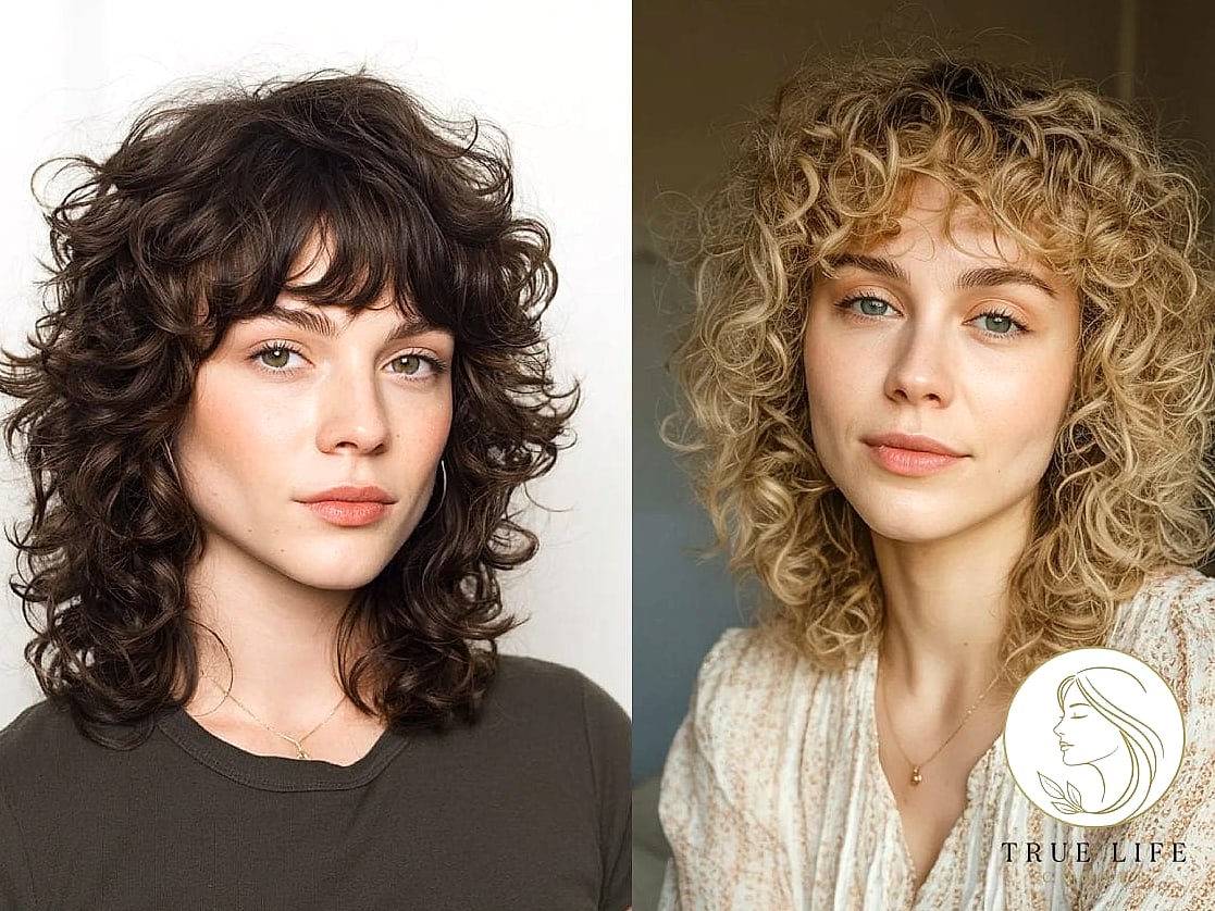 Curly Shag with Bangs