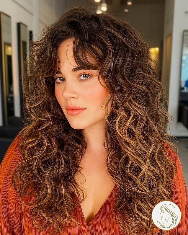 30 Hairstyles For Short Curly Hair for the Ultimate Glow Up 11 Curtain Bangs with Loose Layers