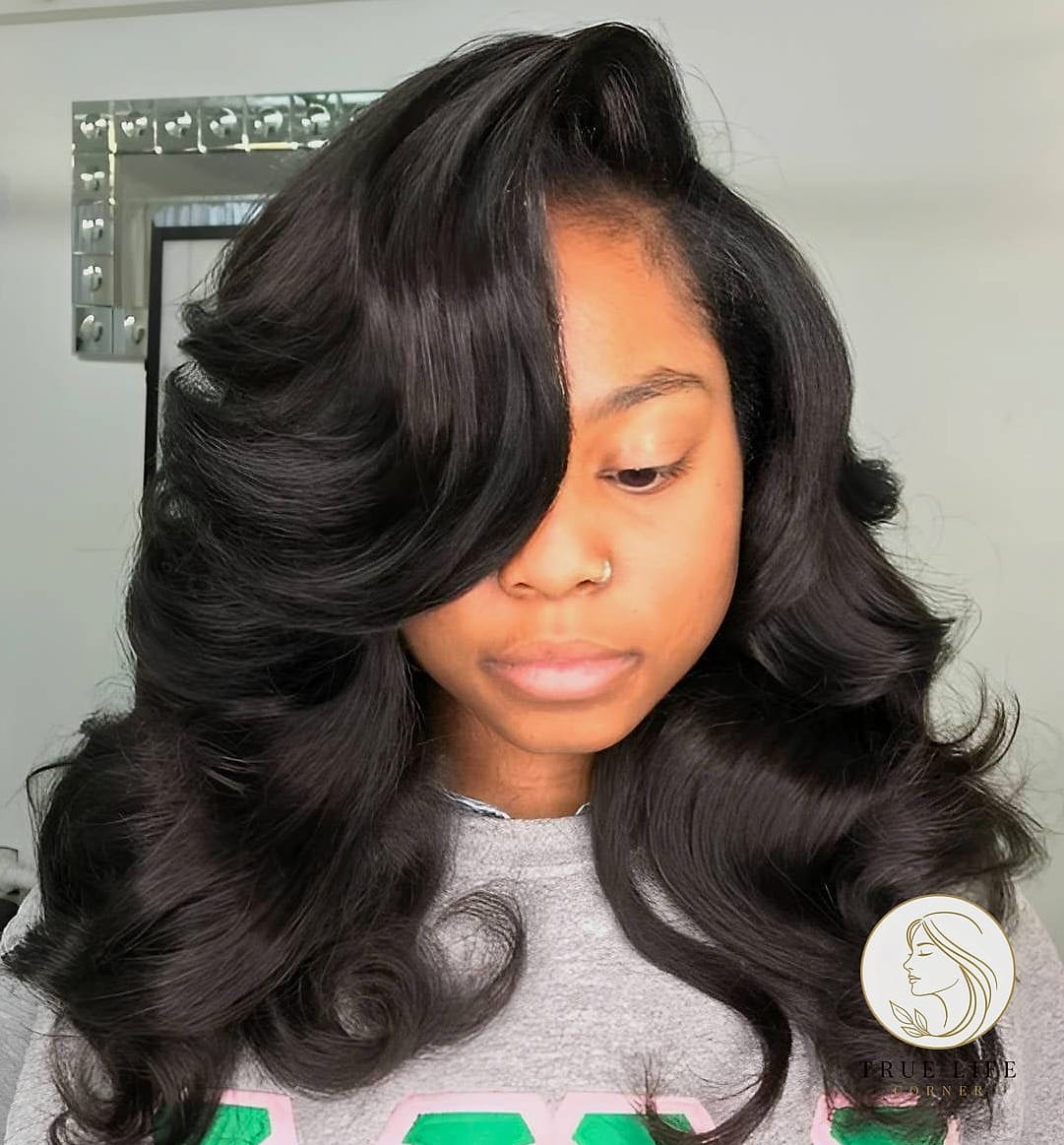 Deep Side Part With Voluminous Crown