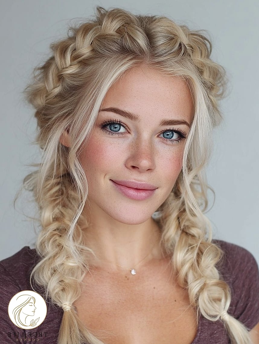19 Cute Easy Hairstyles For Medium Hair for When You Need a Fresh Change 18 Double Braided Pigtails