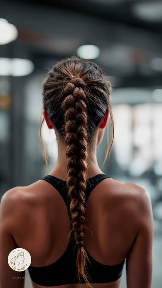 27 Gym Hairstyles For Long Hair Inspo That's Giving Us Everything 20 Dutch Braid Into A Bun