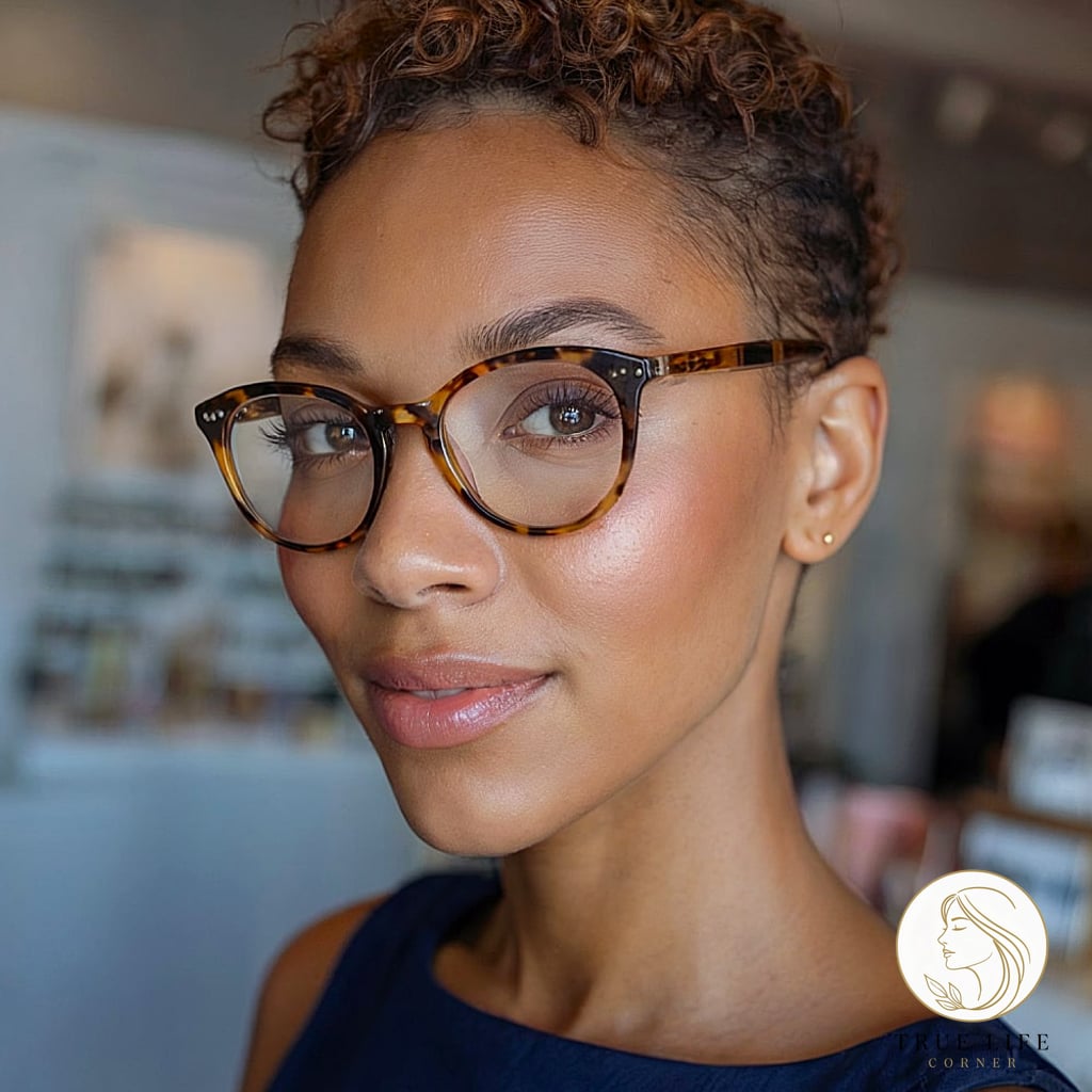 18 Easy 4C Hairstyles Short That Are Both Cute and Low Maintenance 16 Elegant Taper with Glasses