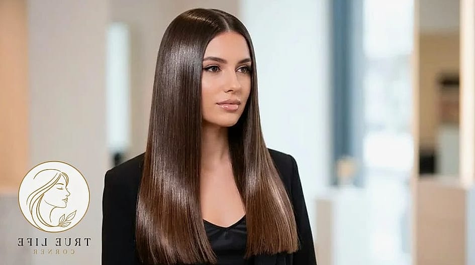 17 Cute Hairstyles For Long Hair Inspo That's Giving Us Everything 14 Glossy Straight Hair with a Deep Side Part