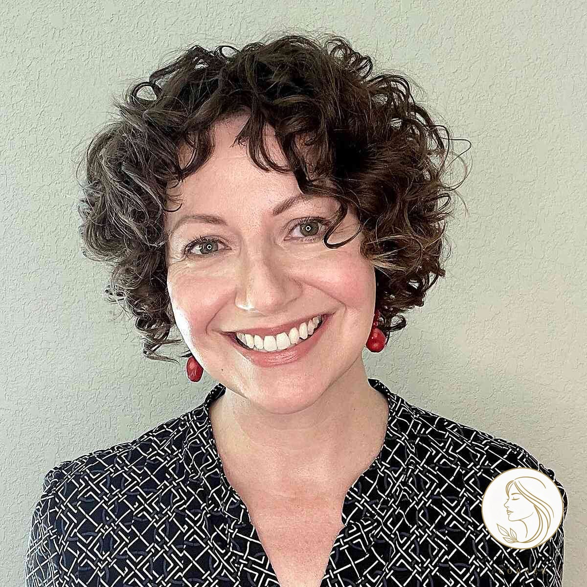 Glowing Curly Bob with Fun Fringe