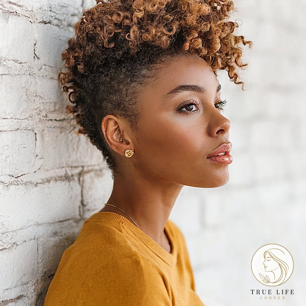 18 Easy 4C Hairstyles Short That Are Both Cute and Low Maintenance 4 Golden Highlights Frohawk