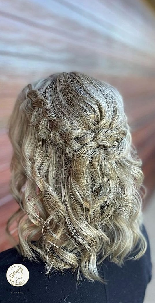 23 Prom Hairstyles For Medium Hair for When You Need a Fresh Change 20 Half-Up Braided Top Knot