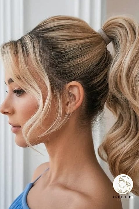 30 Quick Easy Hairstyles For Medium Hair Inspo That's Giving Us Everything 12 High Ponytail with a Wrapped Section