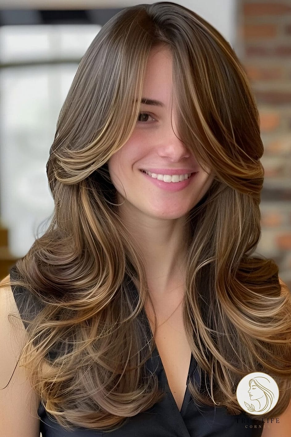 Long Hair With Curtain Layers and Waves