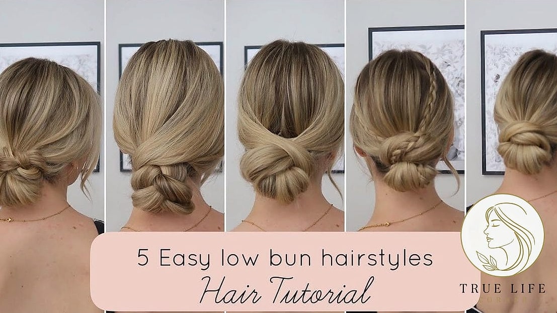 30 Quick Easy Hairstyles For Medium Hair Inspo That's Giving Us Everything 27 Low Bun with a Bow