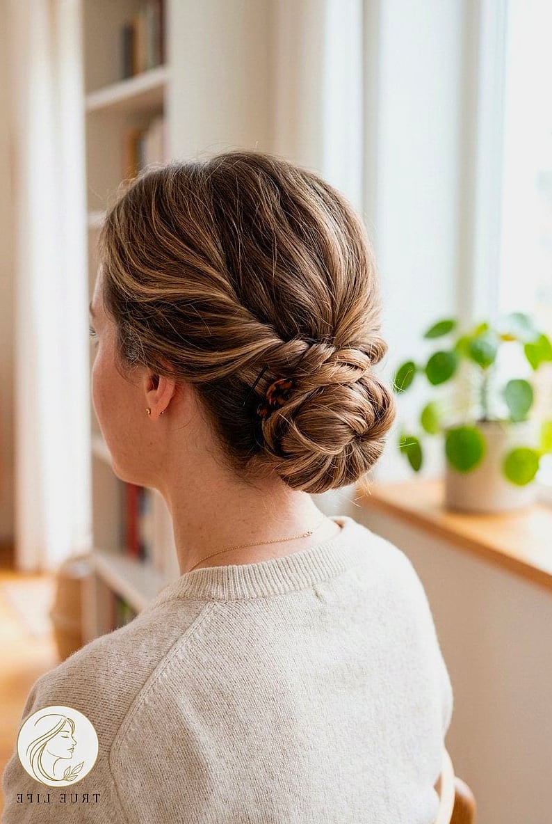 Low Twisted Bun With Face-Framing Pieces