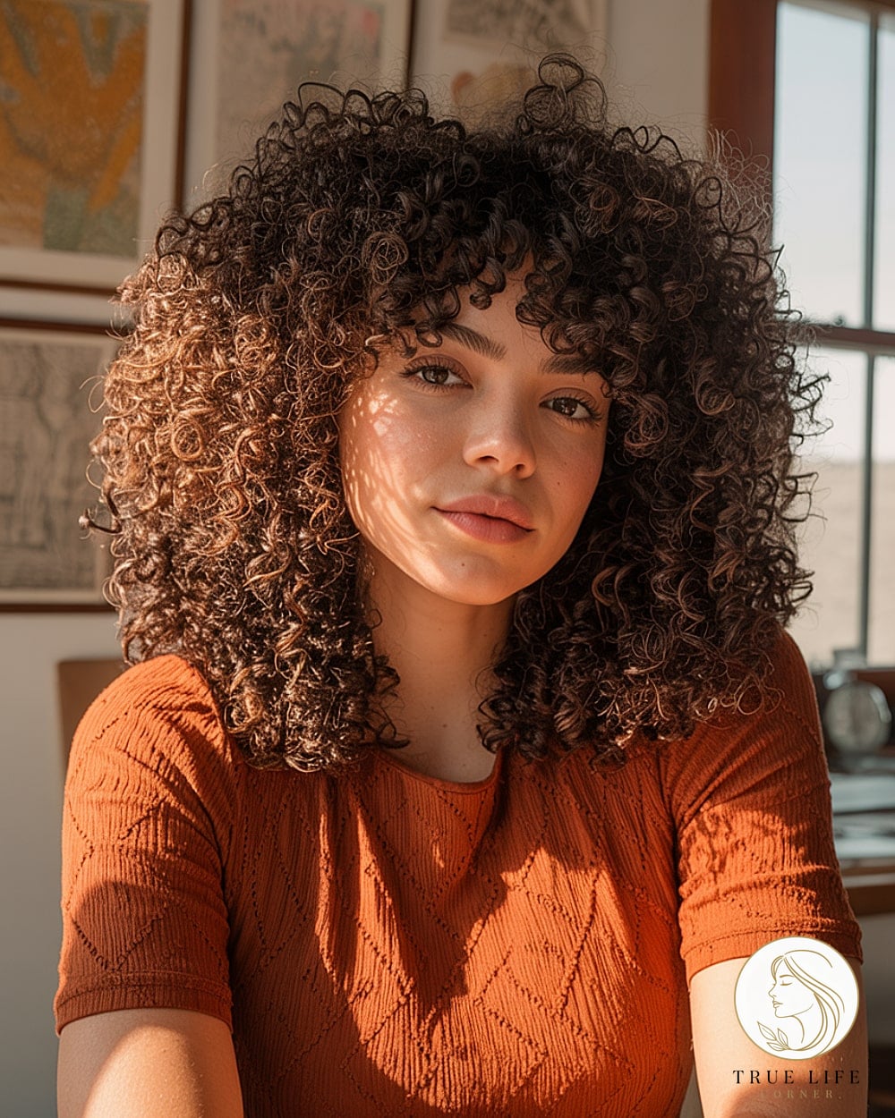 Medium Shag Haircut with Defined Spiral Curls