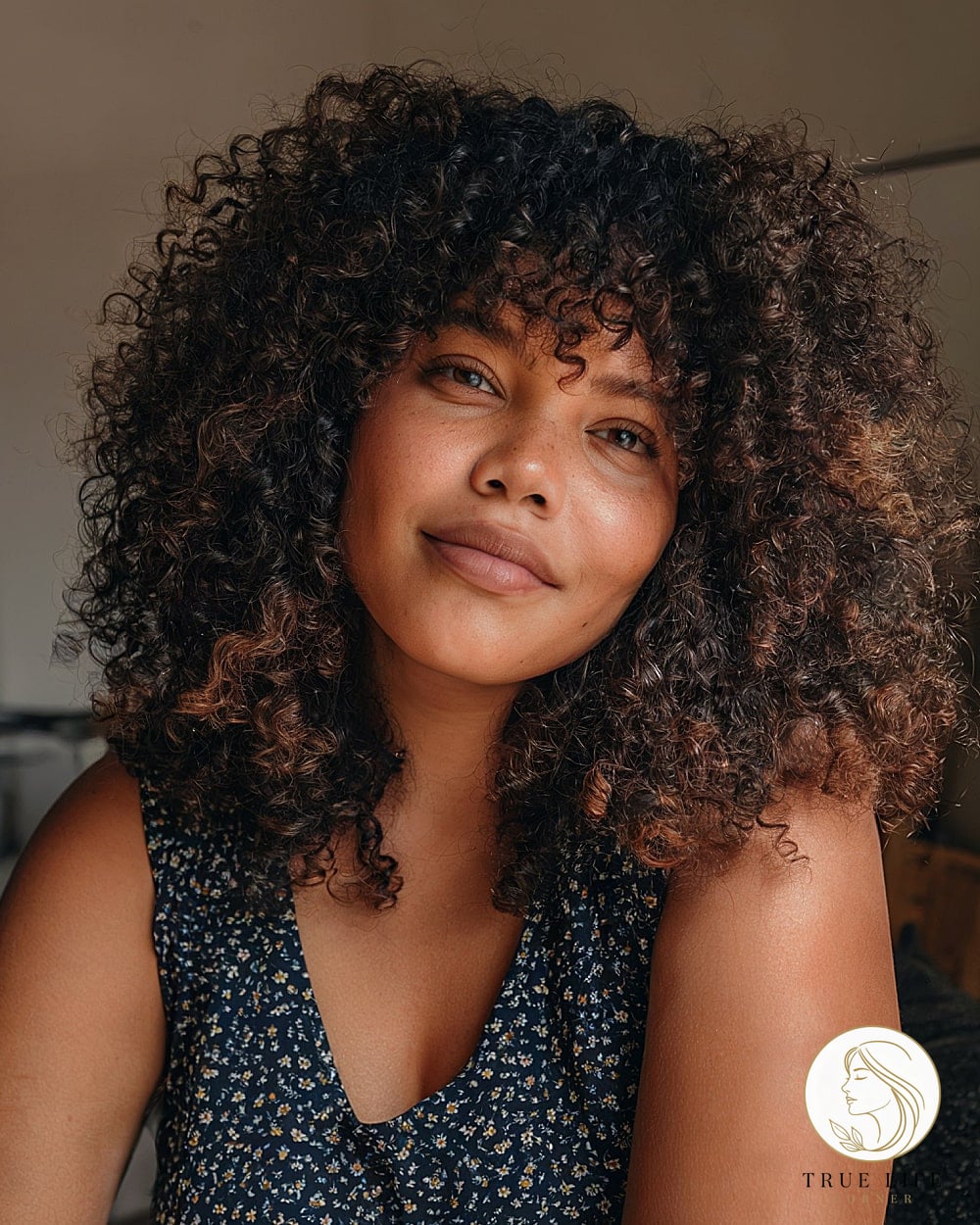 Medium Shag Haircut for Curly Hair and Round Face