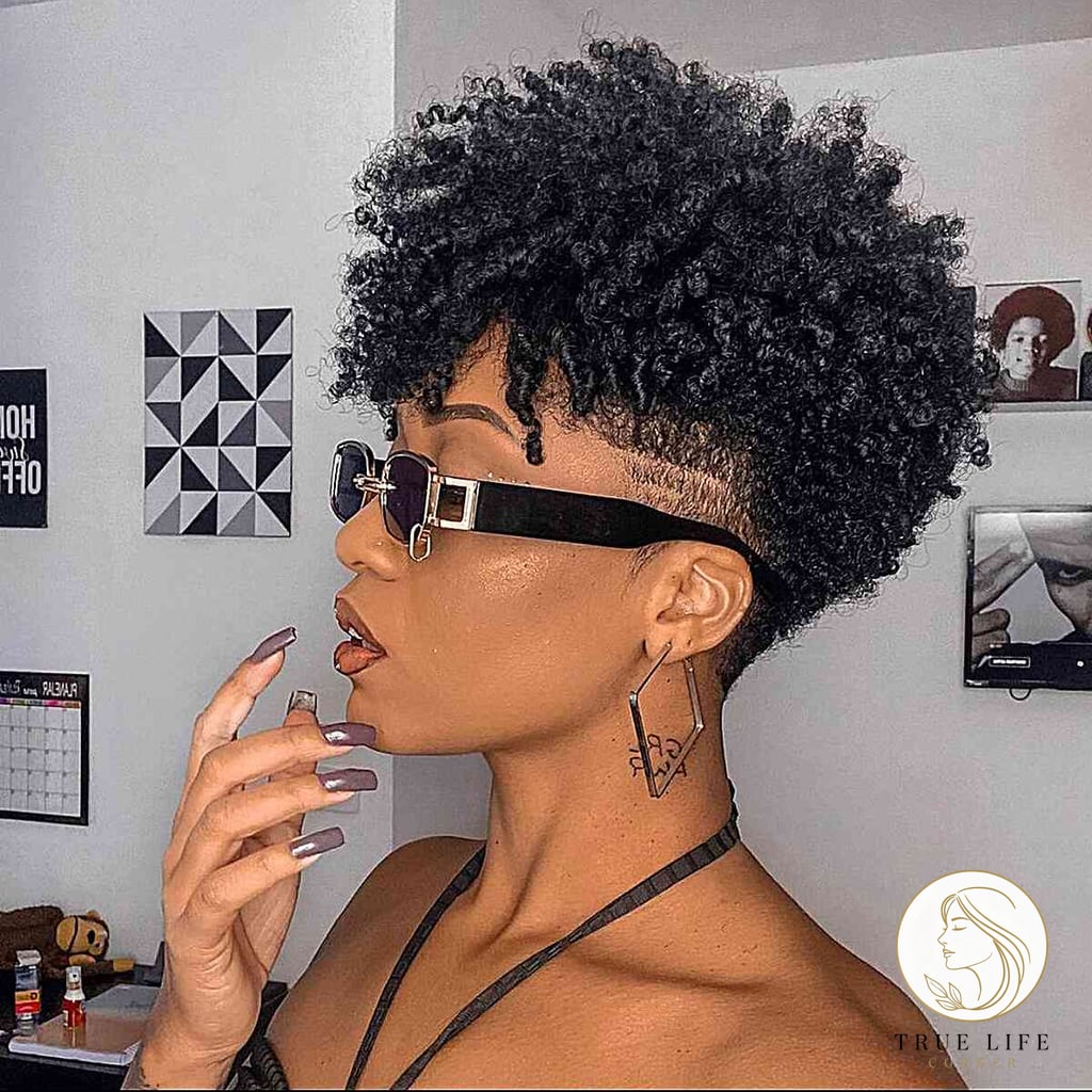 18 Easy 4C Hairstyles Short That Are Both Cute and Low Maintenance 1 Natural Coils Tapered with Shaved Lines