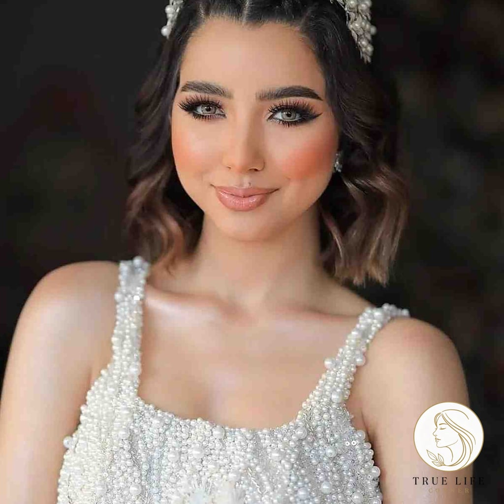 25 Prom Hairstyles For Short Hair Everyone Is Pinning Right Now 13 Pearl Headpiece on Neck-Length Wavy Hair