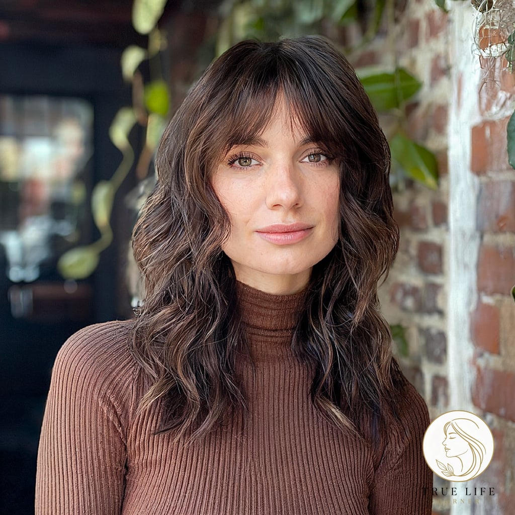 Shaggy Curtain Bangs with Face Framing Layers