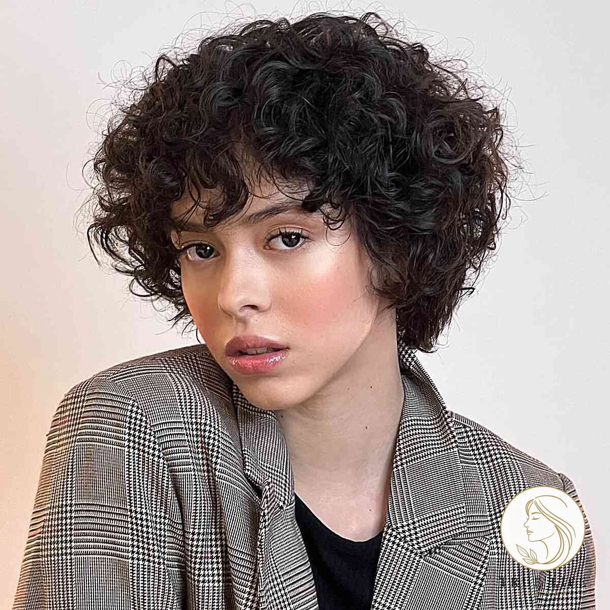 Short and Curly Round Haircut with Fringe