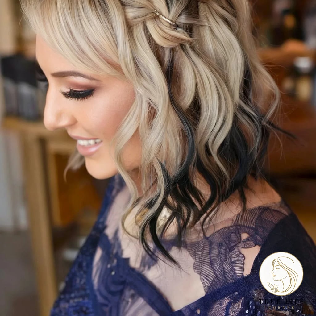 25 Prom Hairstyles For Short Hair Everyone Is Pinning Right Now 19 Short Dip-Dyed Hair with Mini Twists and Loose Waves