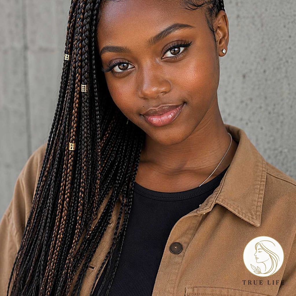 21 4C Natural Hairstyles Short 4C Hair You'll Want to Re-Create Immediately 1 Side-Part Cornrows with Gold Accents