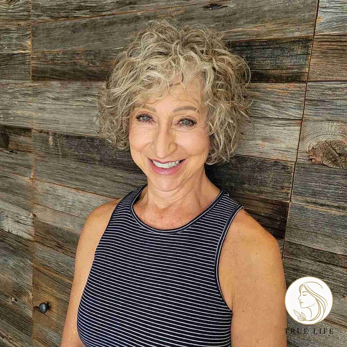 Side-Swept Messy Bob with Permed Curls