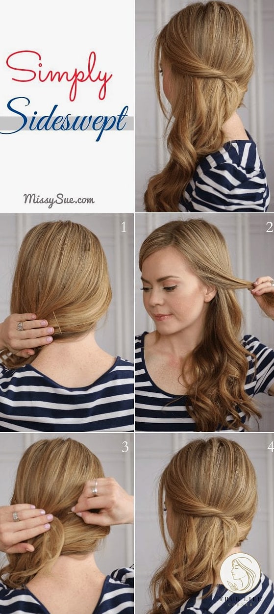 30 Quick Easy Hairstyles For Medium Hair Inspo That's Giving Us Everything 21 Side-Swept Waves