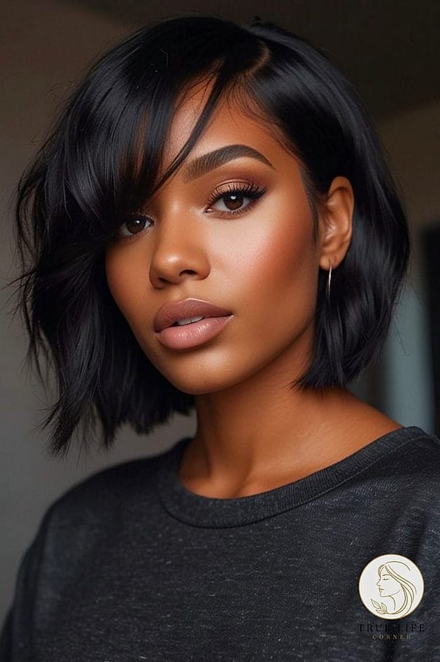 Sleek Bob with a Deep Side Part