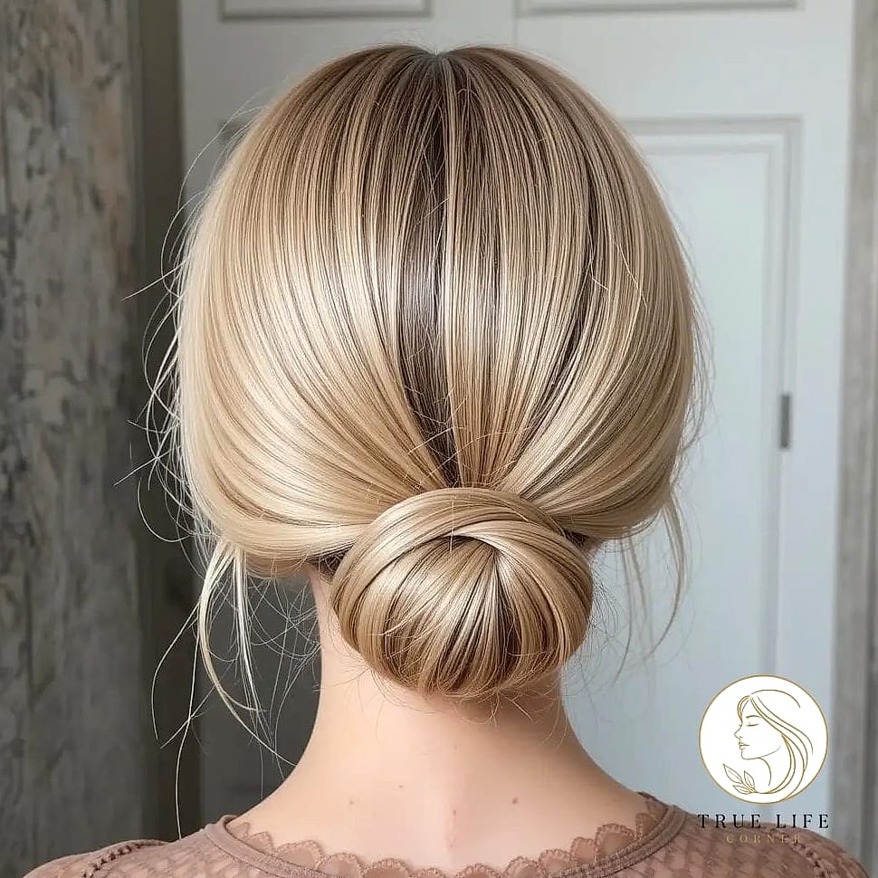 Sleek Low Bun with Face-Framing Pieces