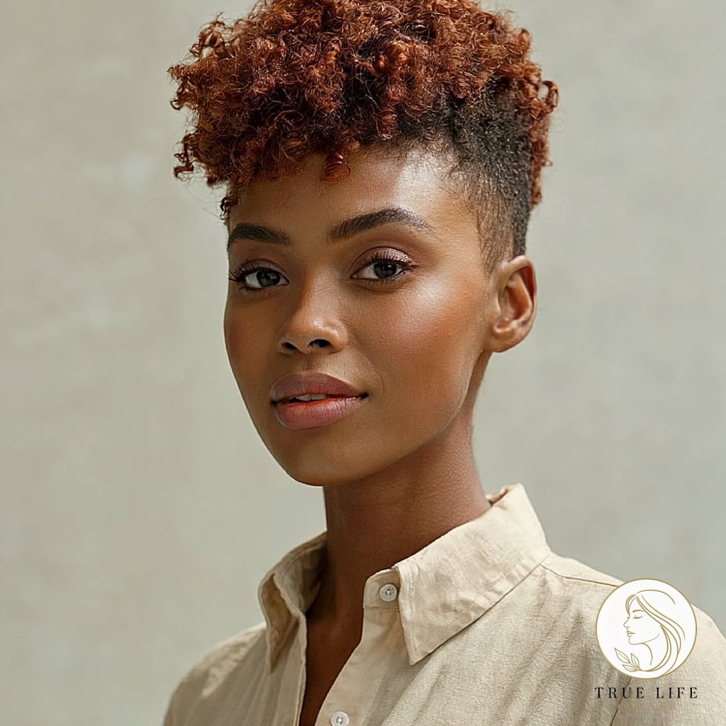 18 Easy 4C Hairstyles Short That Are Both Cute and Low Maintenance 7 Soft Auburn Fade