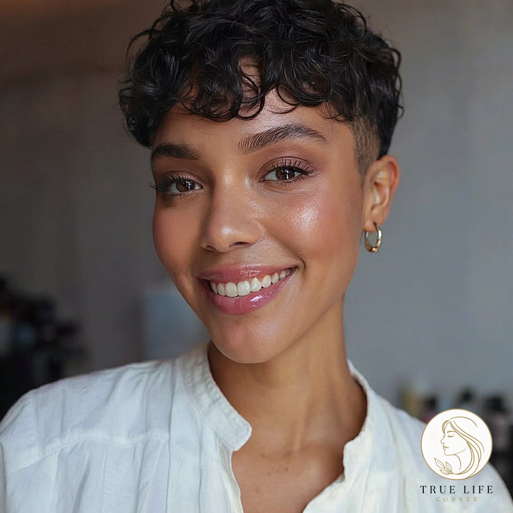 18 Easy 4C Hairstyles Short That Are Both Cute and Low Maintenance 2 Tapered Cut with Curly Bangs