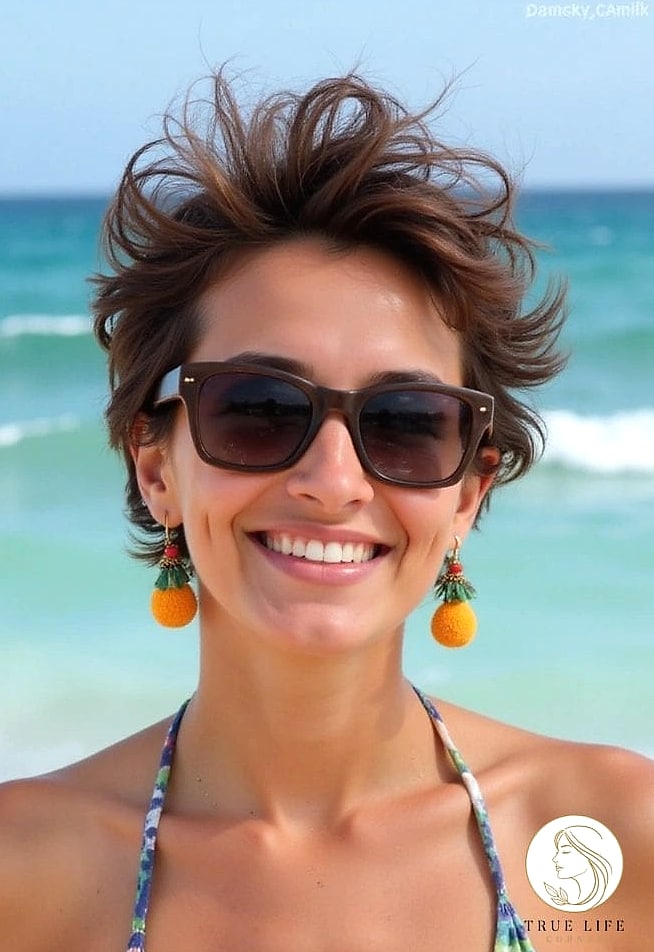 Tapered Pixie with Beach Texture