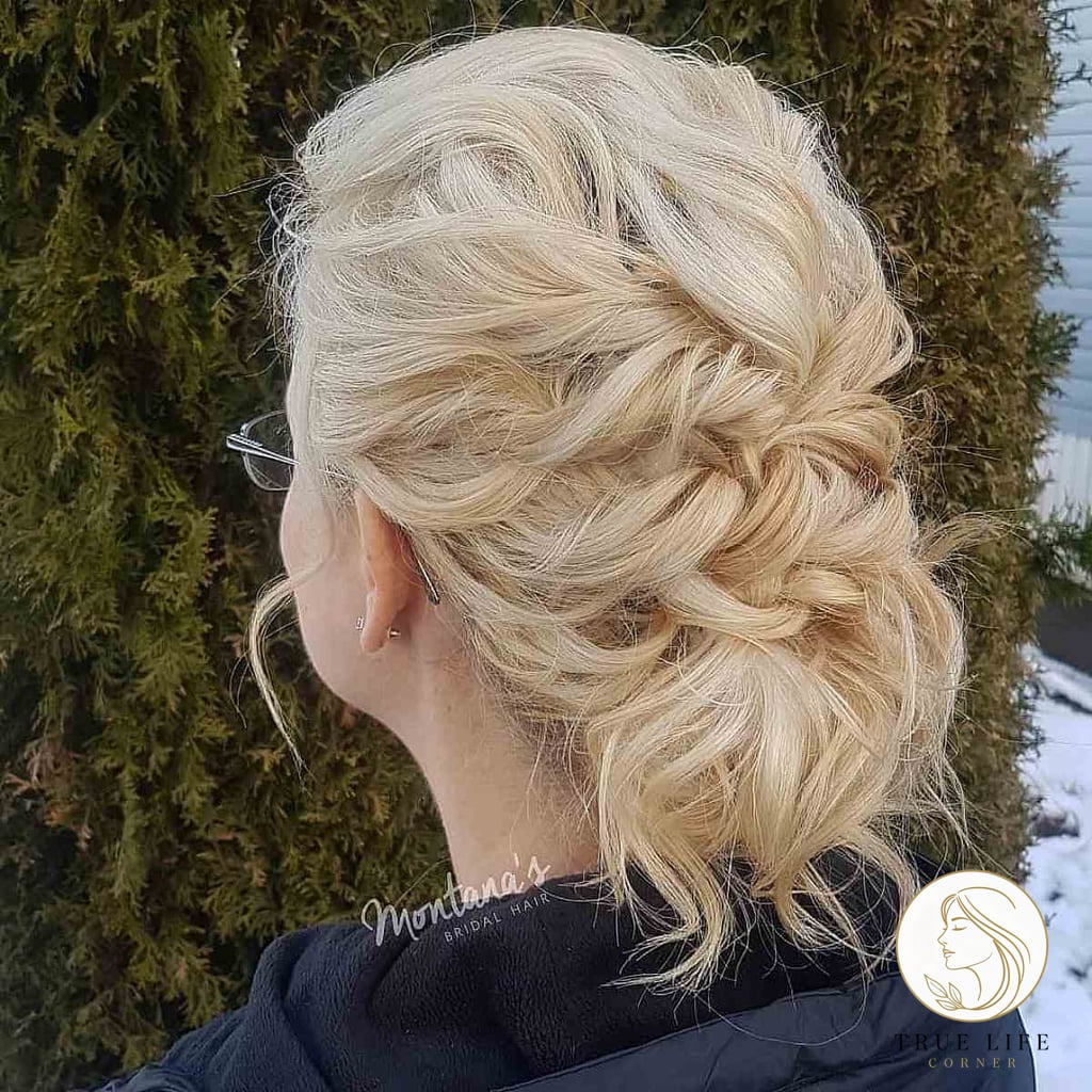 20 Short Wedding Hairstyles That Are Both Cute and Low Maintenance 4 Textured Low Updo