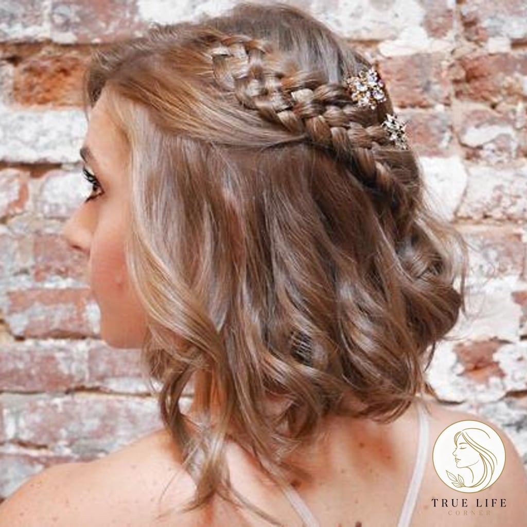 25 Prom Hairstyles For Short Hair Everyone Is Pinning Right Now 17 Tousled Bob with a Diagonal Braid