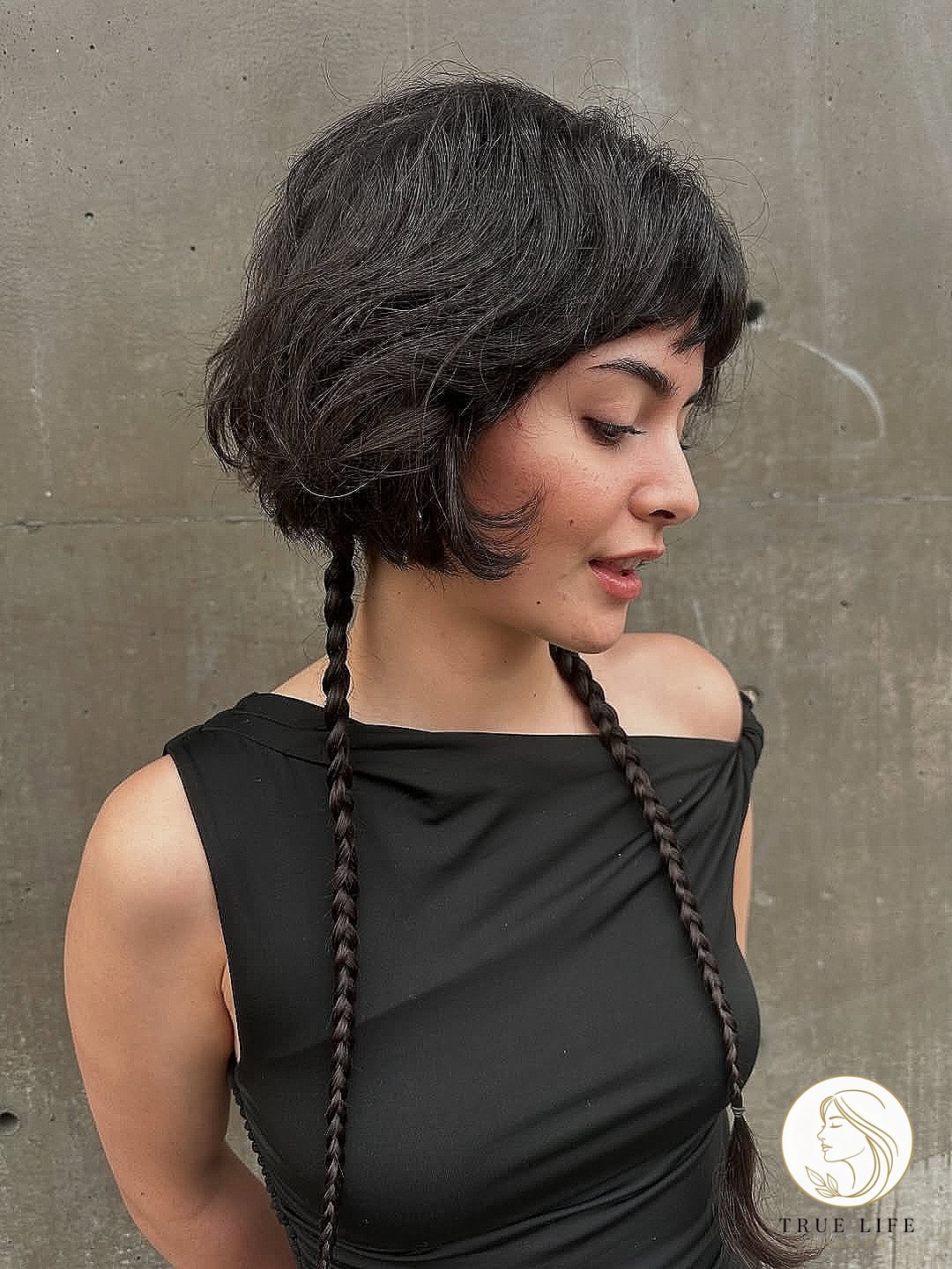 Trendy French Bob with Sleek Braided Rat-Tails