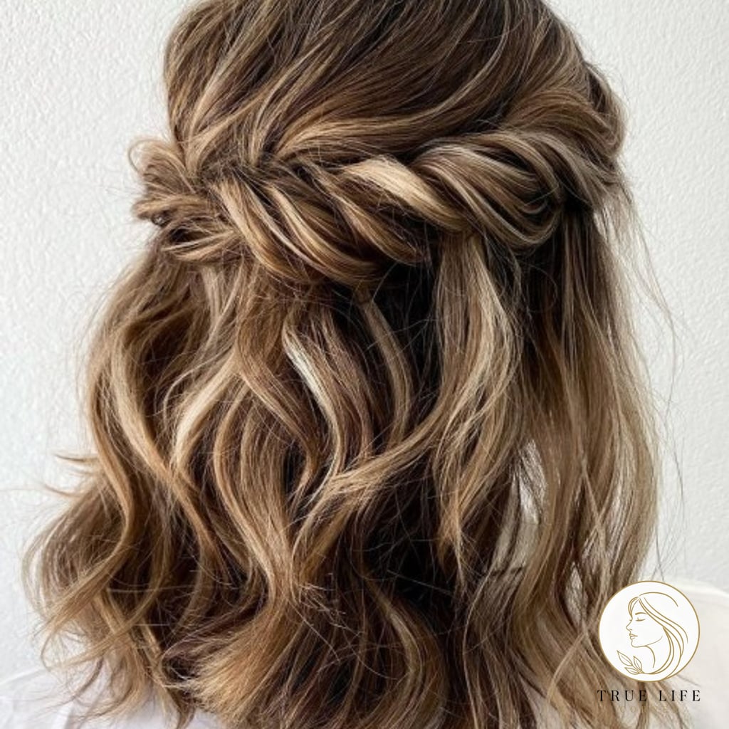 7 Short Prom Hairstyles That Belong on Your Inspiration Board 6 Twisted Half-Updo
