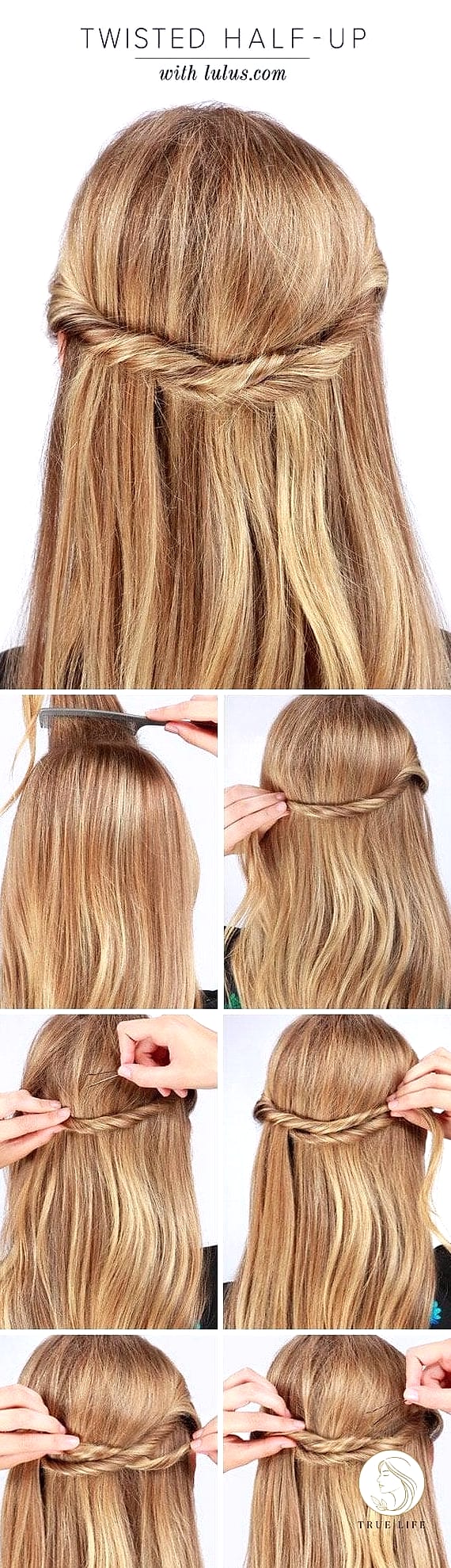 19 Cute Easy Hairstyles For Medium Hair for When You Need a Fresh Change 13 Twisted Half-Up Style