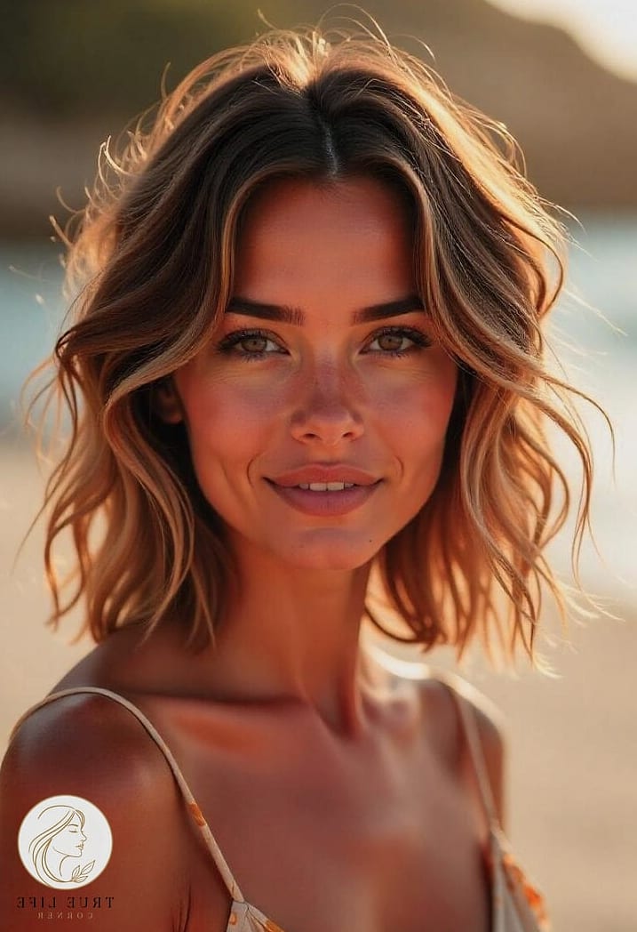 Wavy Lob with Face-Framing Layers